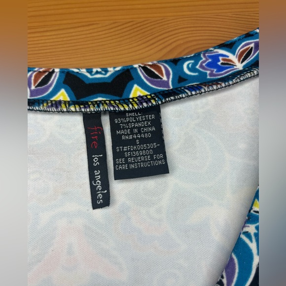 Fire Los Angeles Bodycon Midi Dress Size Small V-Neck Long Sleeve Stretch - Picture 15 of 16